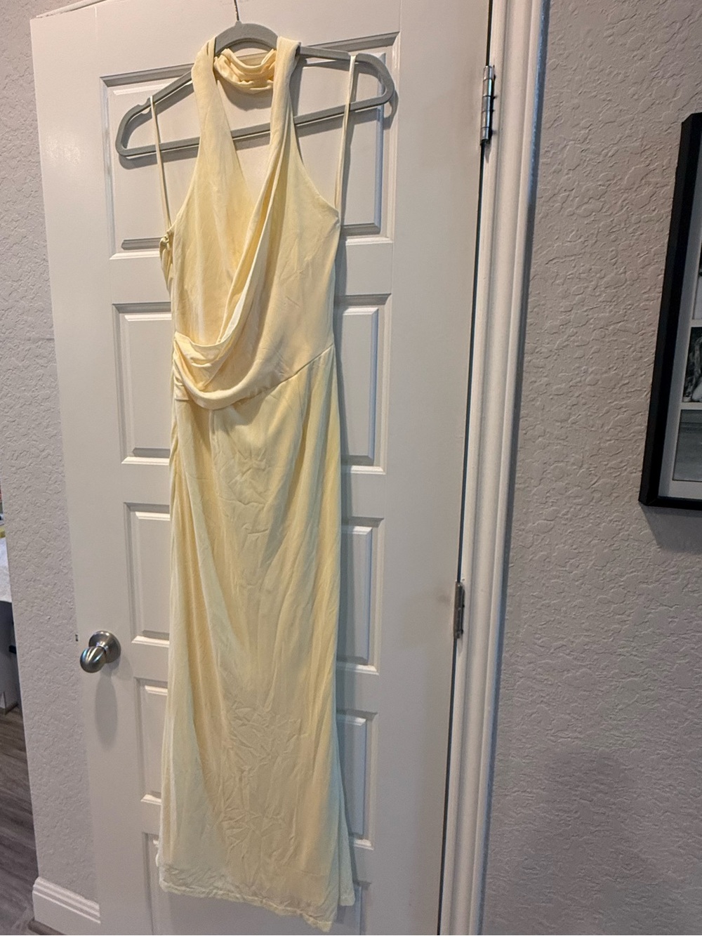 Halter Drape Maxi Dress in Soft Yellow